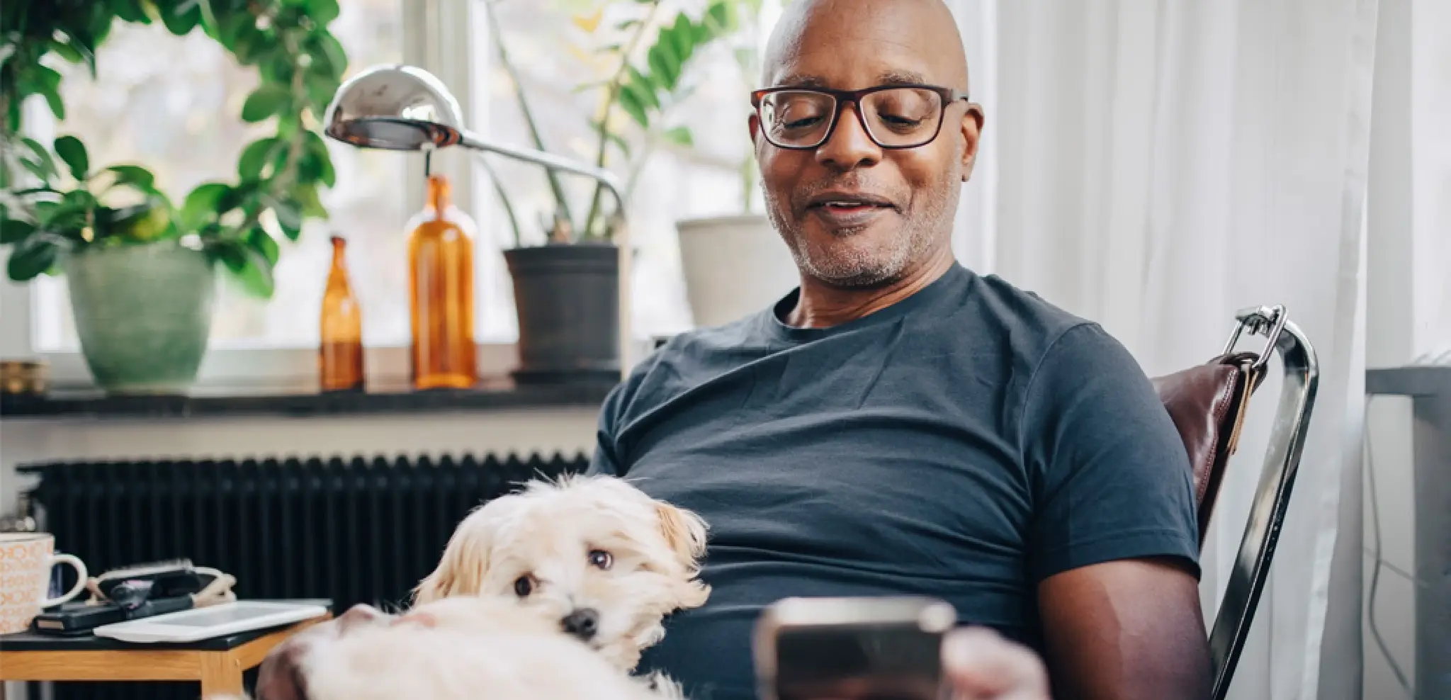 Man sitting with dog